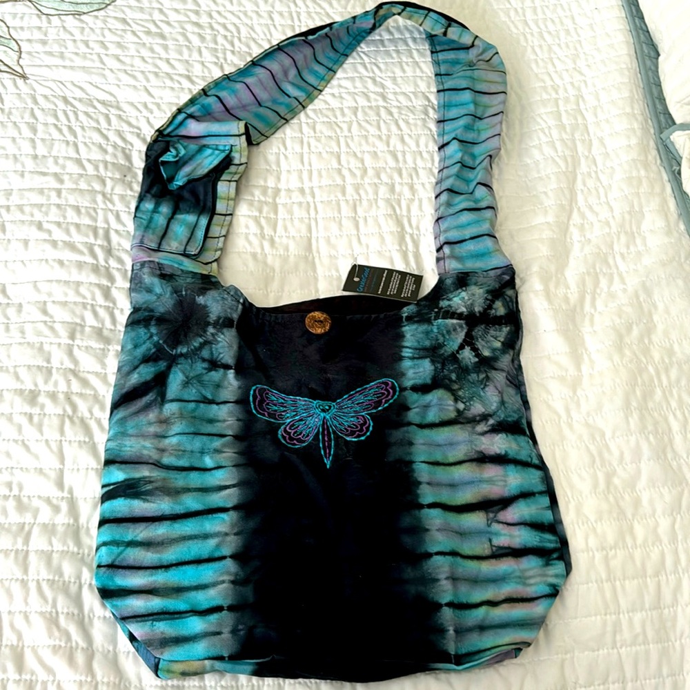 Boho Crossbody Tie Dye Dragonfly Bag. NWT